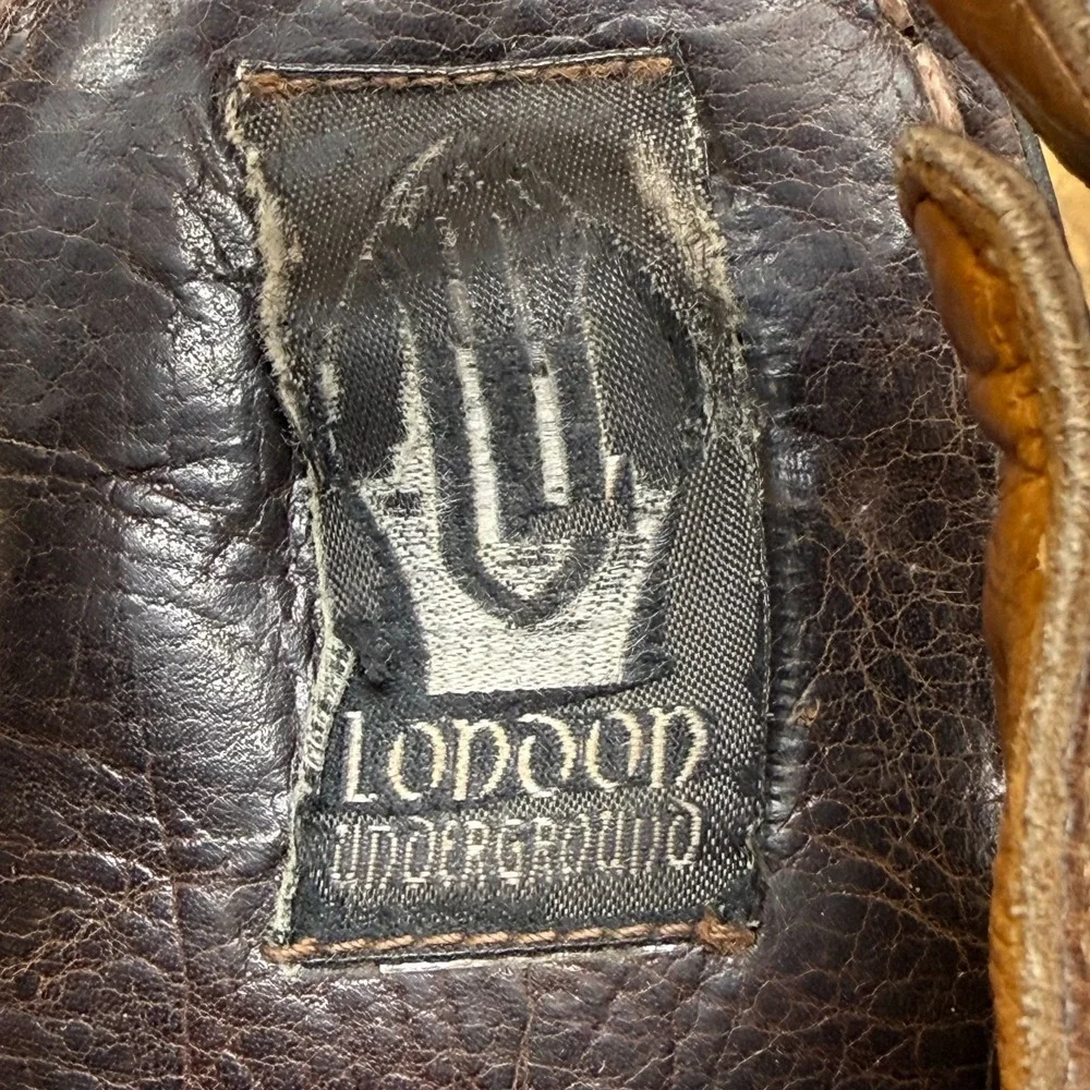 LONDON UNDERGROUND Vintage Chunky Tucson 8 8.5 Womens Brown Platform Slingback